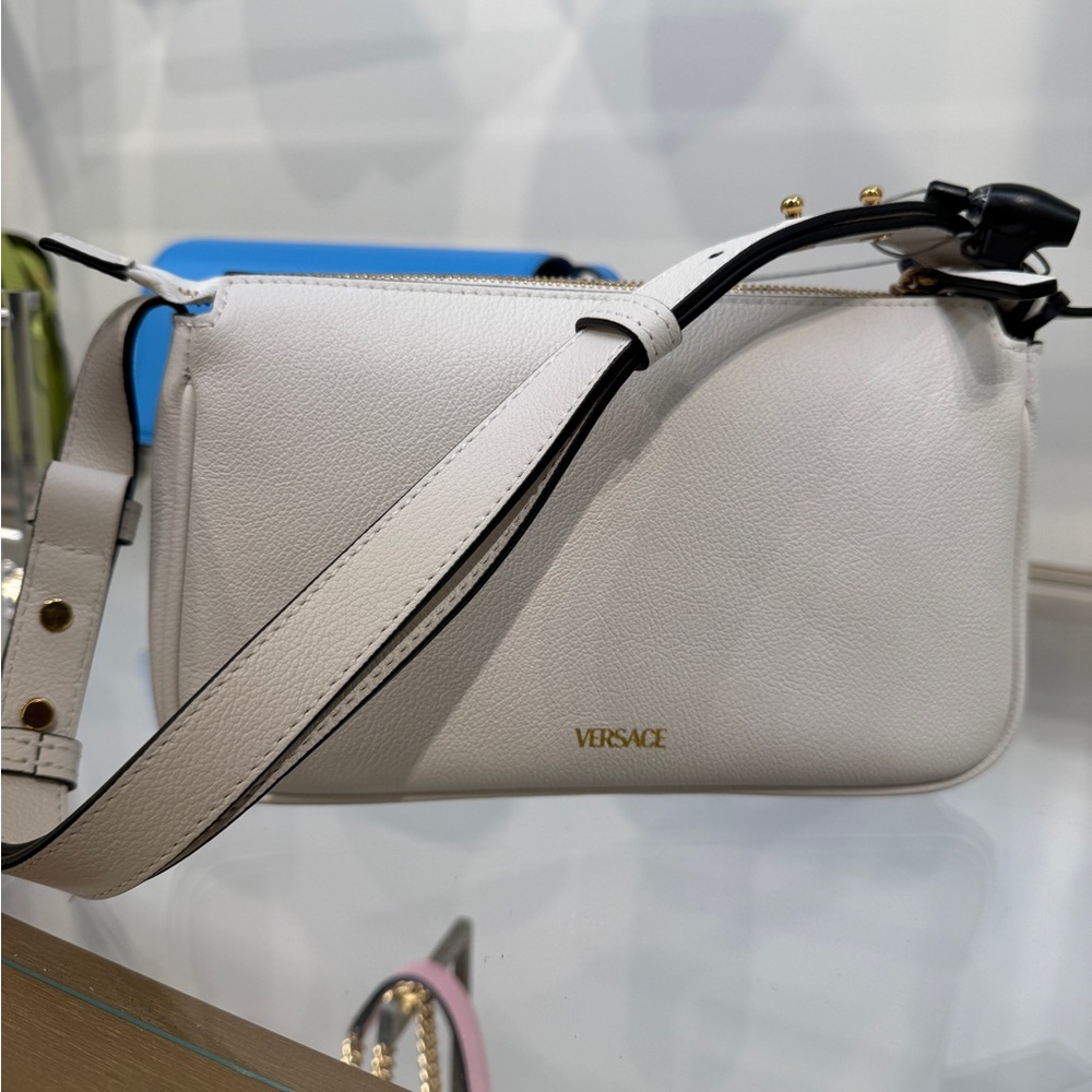 Versace Cream Crossbody Bag with Gold Medusa Emblem - Picture 4 of 4
